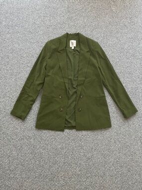 LIKE NEW Autres Filles Women’s Relaxed Faux Double Breasted Blazer Olive Avocado